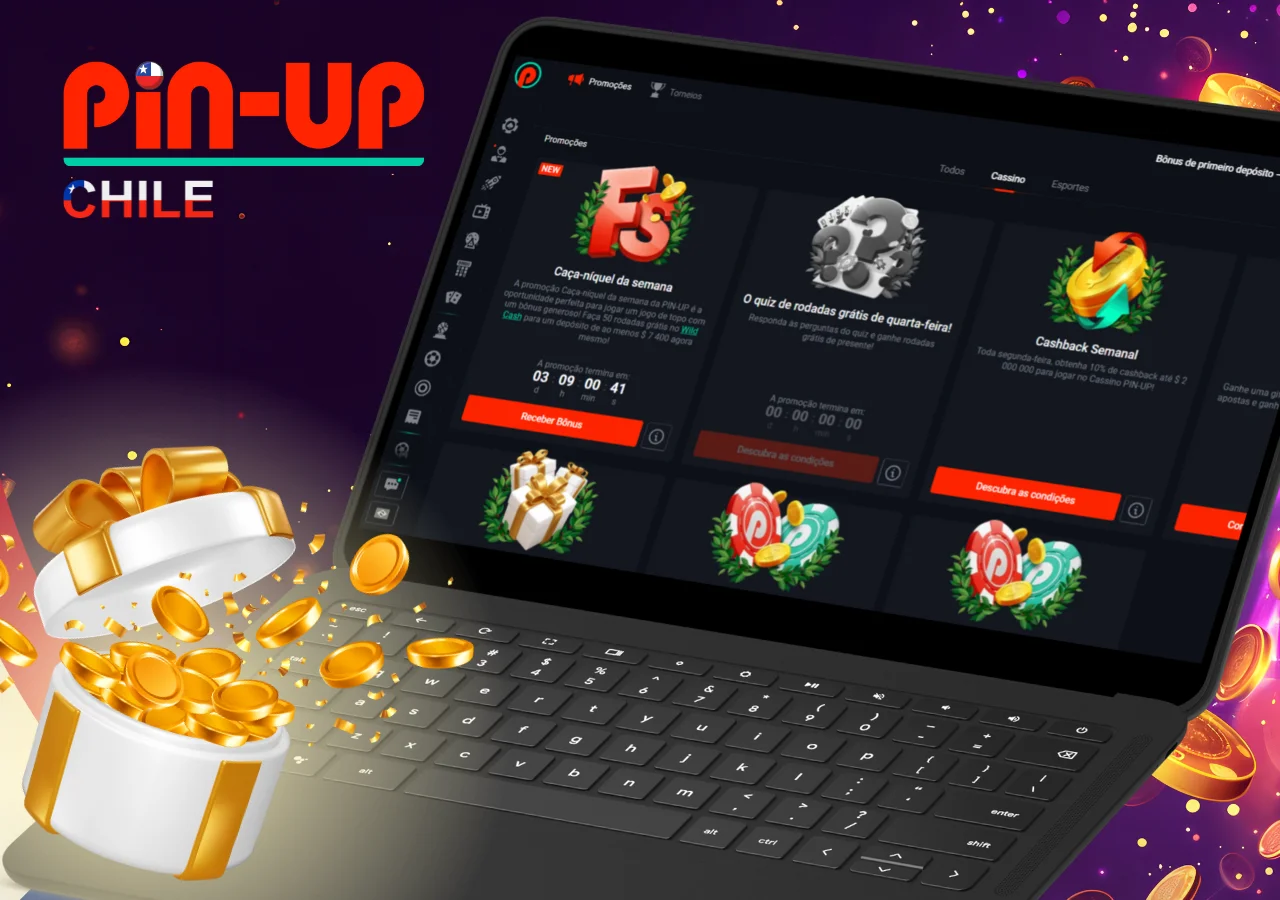 Programa de bonos del casino Pin-Up Chile con exclusivas promociones semanales.