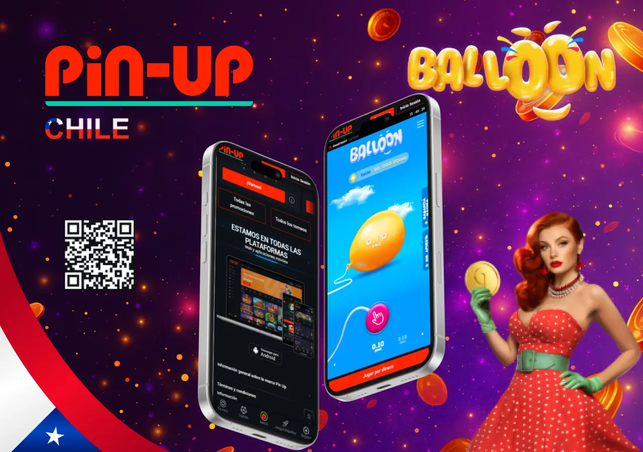 Jugando a Balloon en la aplicación móvil de Pin-Up Chile con interfaz intuitiva